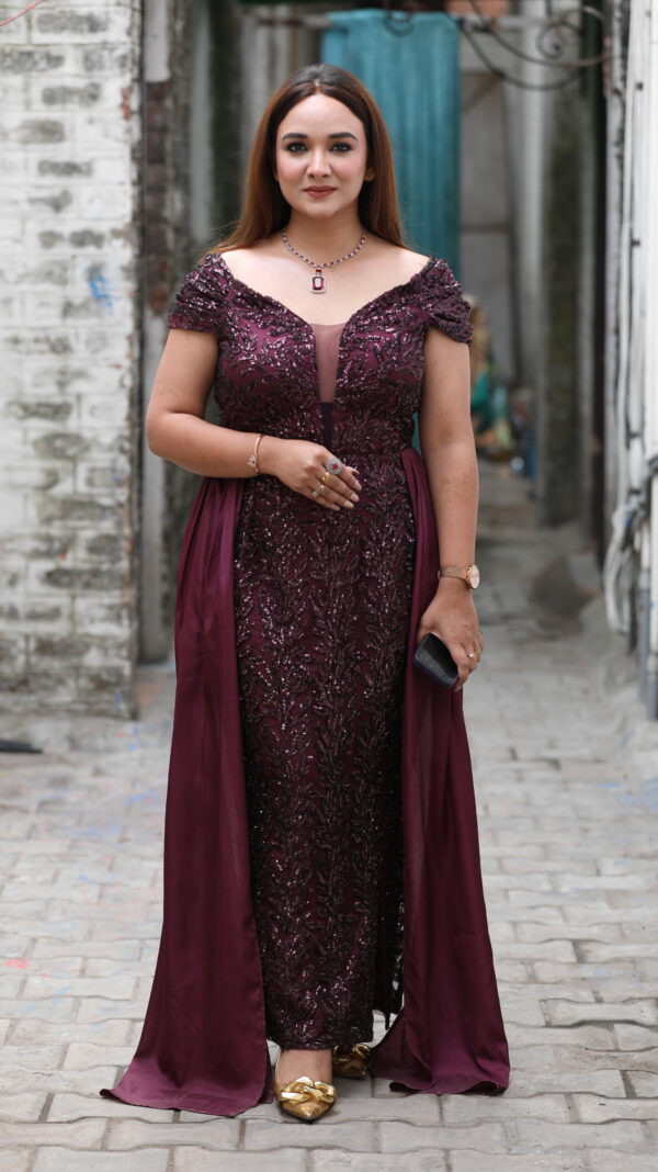 Wine Side Trail Gown