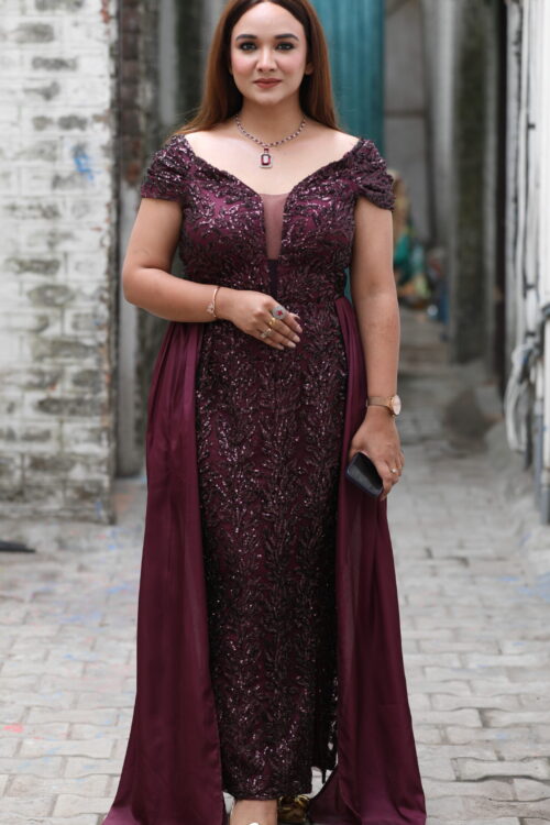 Wine Side Trail Gown