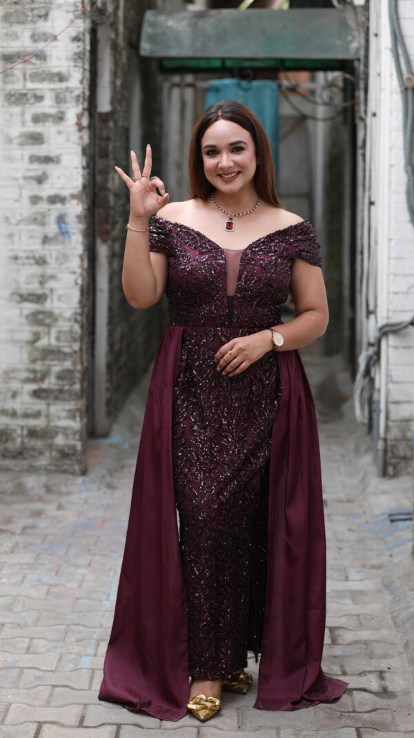 Wine Side Trail Gown - Image 2