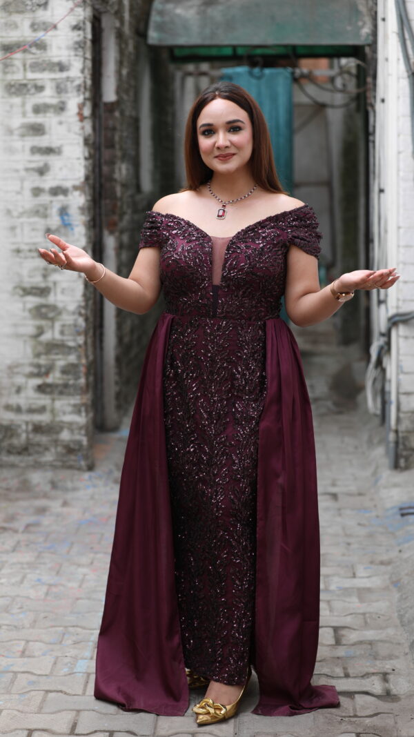 Wine Side Trail Gown - Image 3