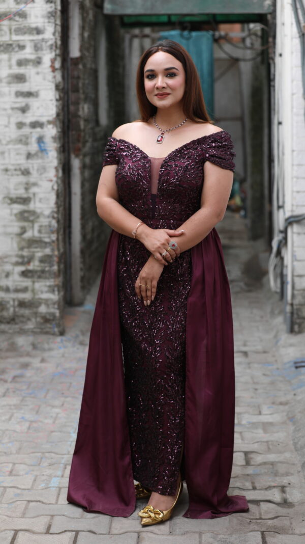 Wine Side Trail Gown - Image 4