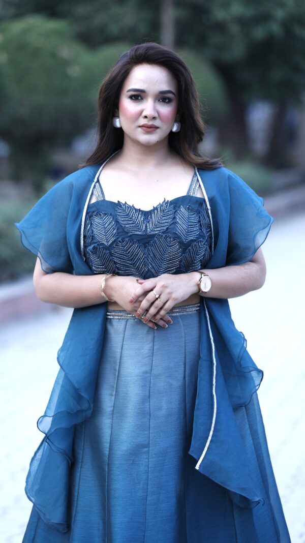 Ombre Blue Lehenga Set - Image 9