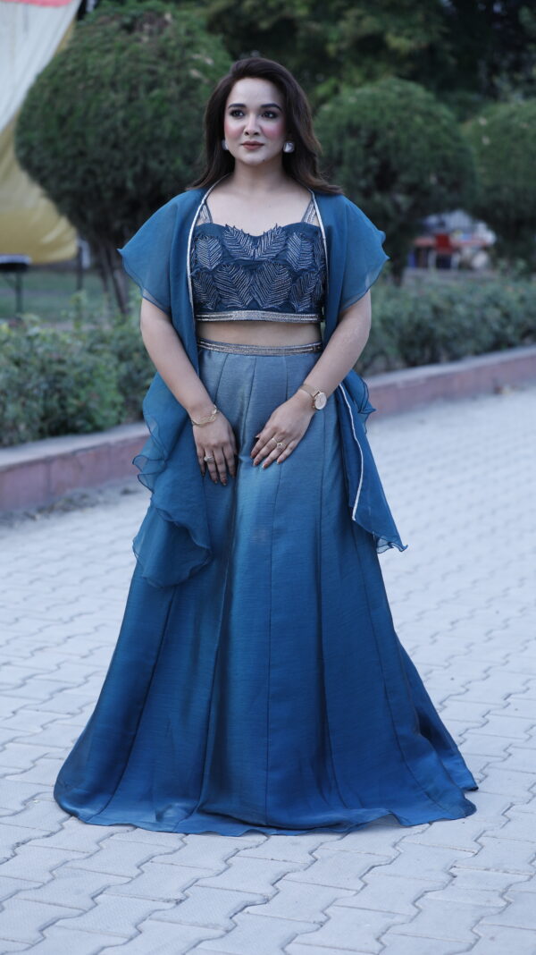 Ombre Blue Lehenga Set - Image 4